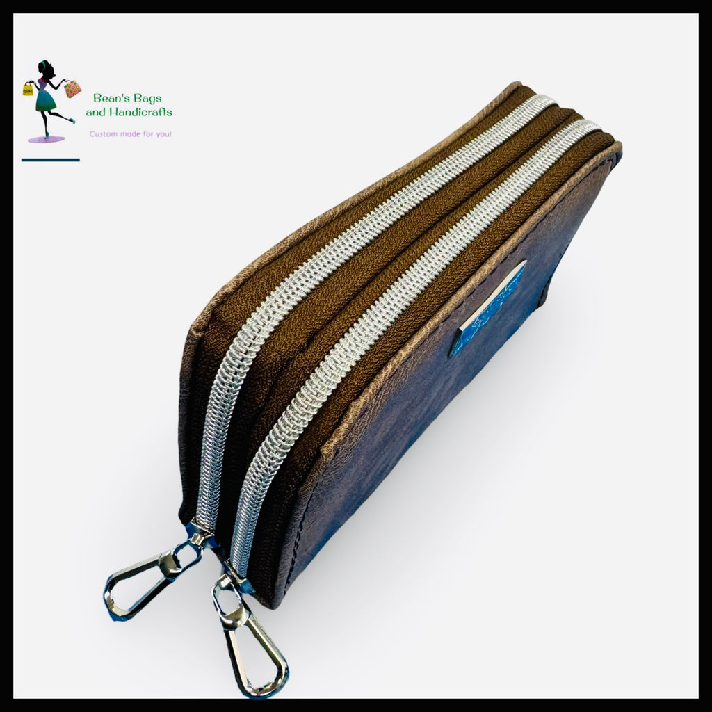 Deuce Coupe Double Zip Wallet - Patina Brown