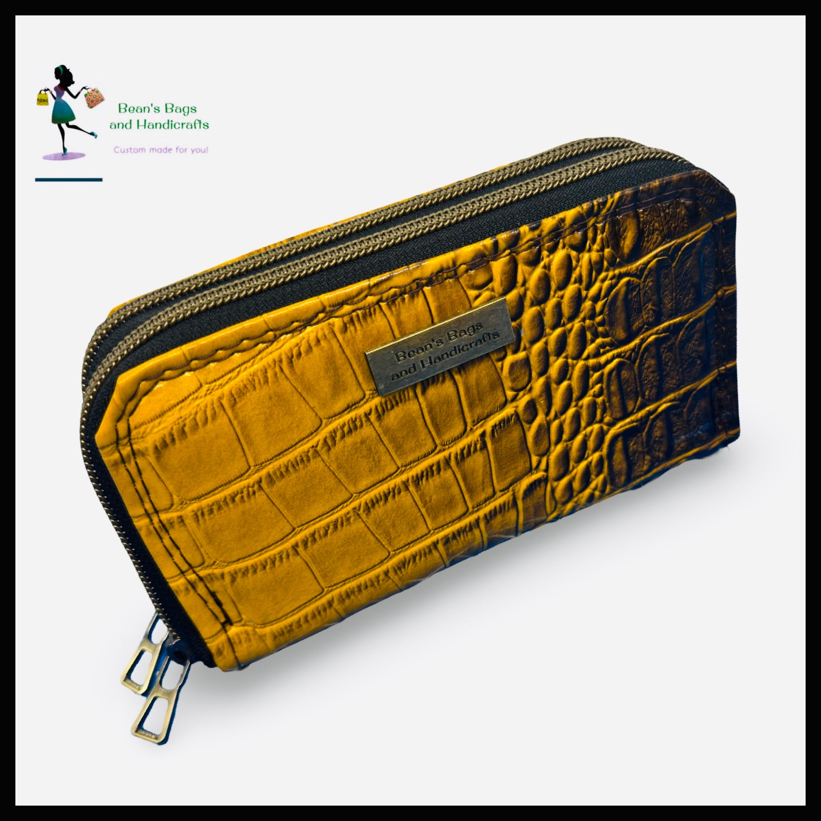 Deuce Coupe Double Zip Wallet - Mustard croc