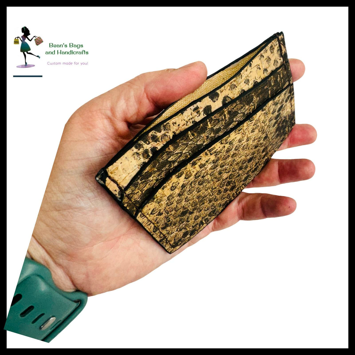 Darrell Minimalist Wallet – Croc Cork Beige
