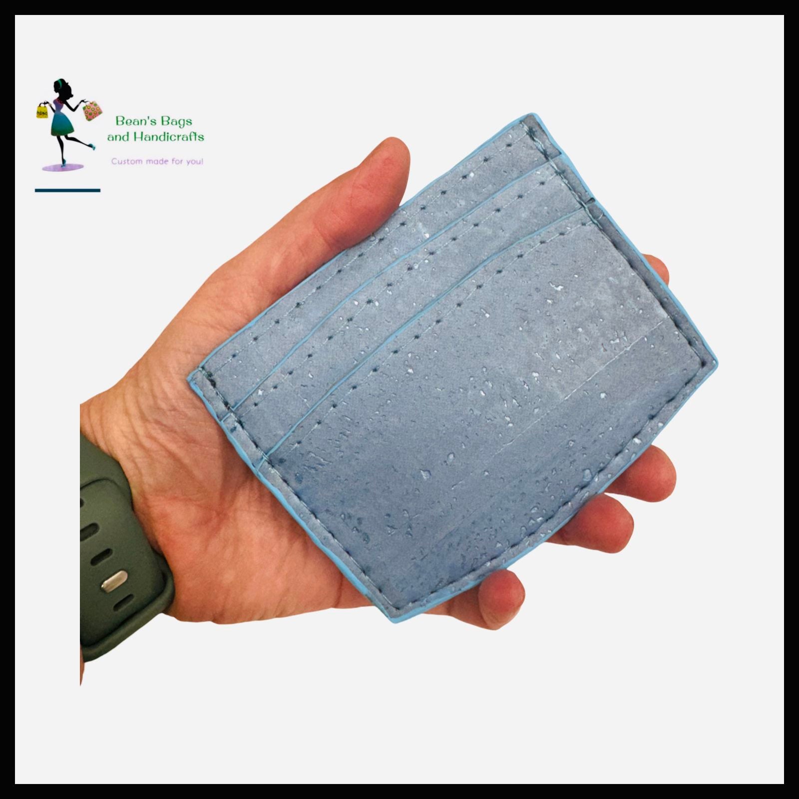Darrell Minimalist Wallet – Light Blue Cork