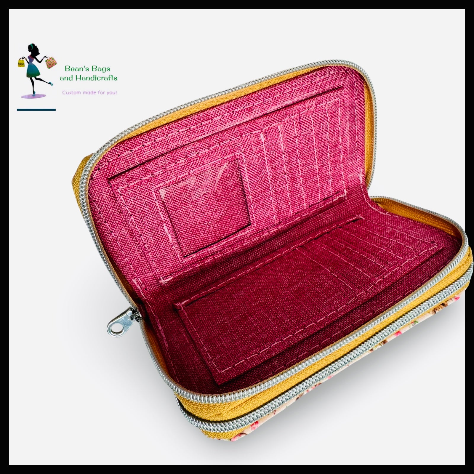 Deuce Coupe Double Zip Wallet -  Highland Cows Pink and Yellow