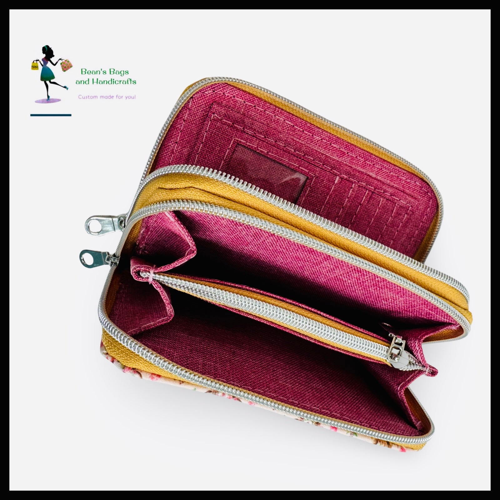 Deuce Coupe Double Zip Wallet -  Highland Cows Pink and Yellow