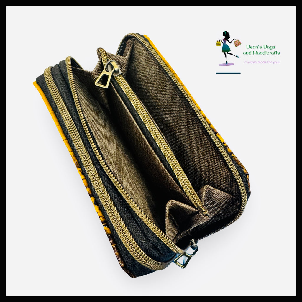 Deuce Coupe Double Zip Wallet - Mustard croc