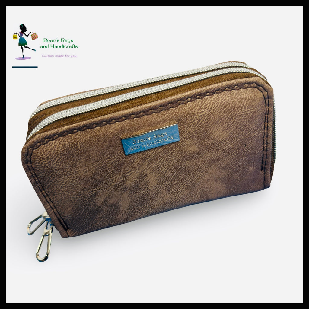 Deuce Coupe Double Zip Wallet - Patina Brown