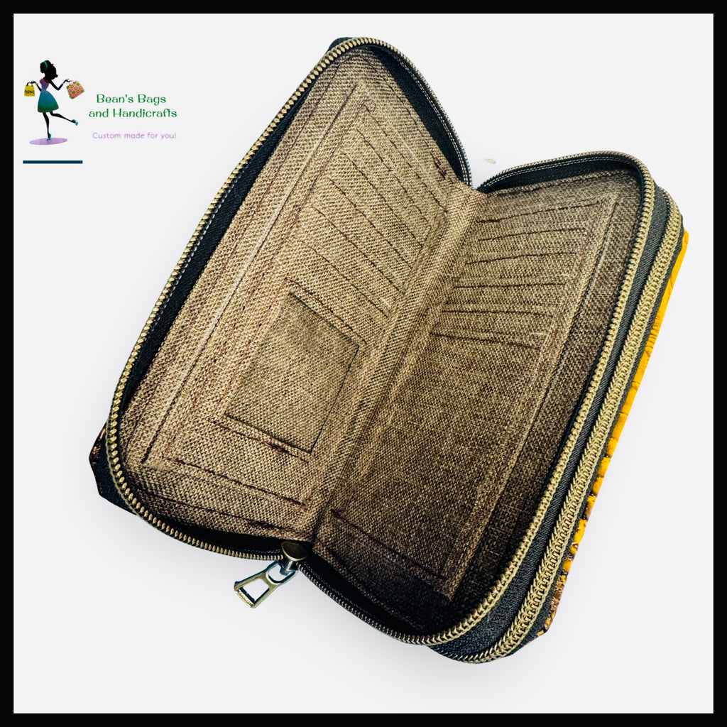 Deuce Coupe Double Zip Wallet - Mustard croc