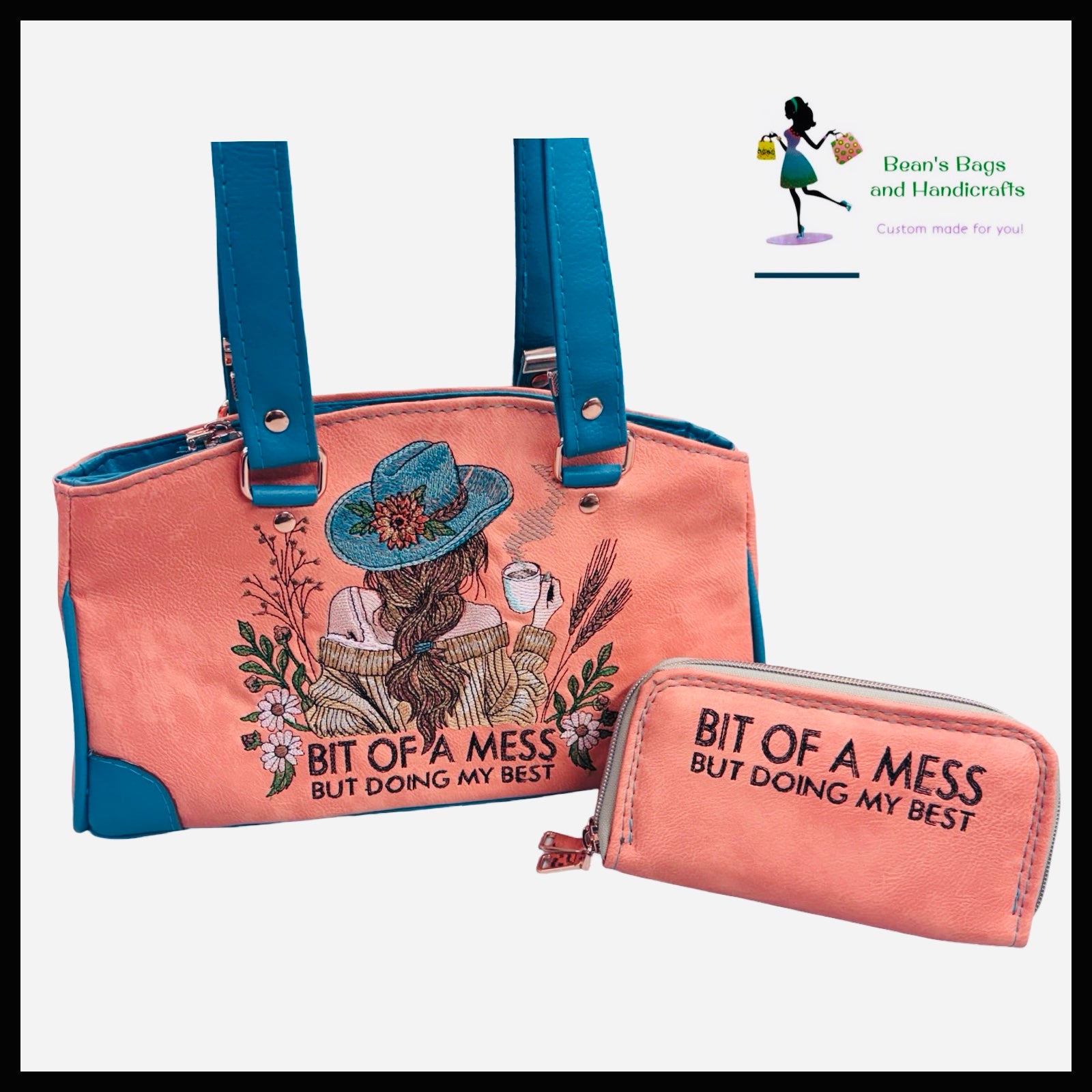 Liora Shoulder Bag with Matching Deuce Coupe Wallet - “Bit of a Mess Doing My Best”