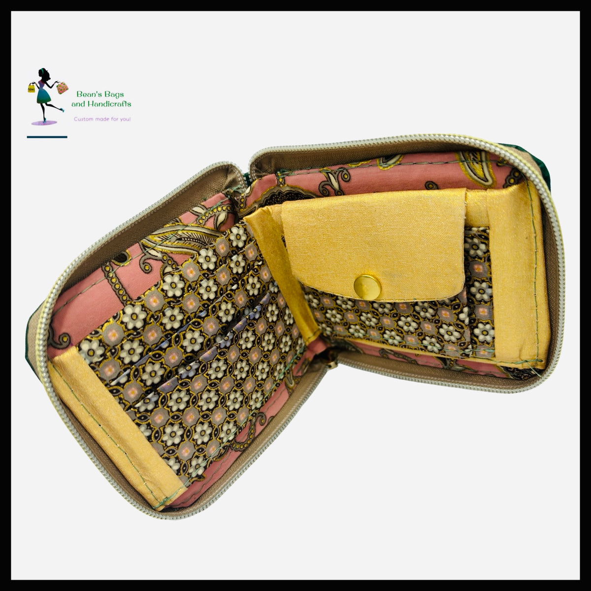 Zafira Zip Around  Wallet - Green and Gold