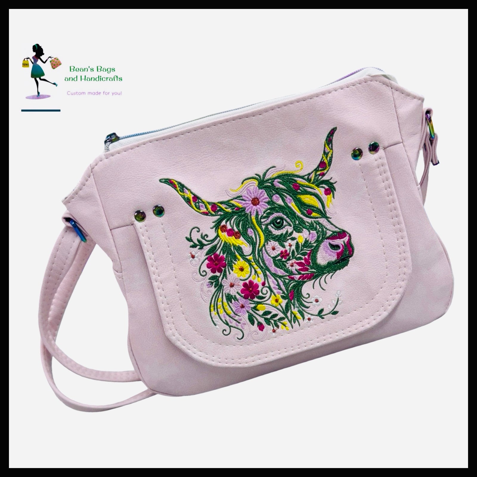 Brighstone Bag – Floral Highland Cow