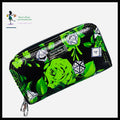 Deuce Coupe Double Zip Wallet -Green Roses and Gaming Dice