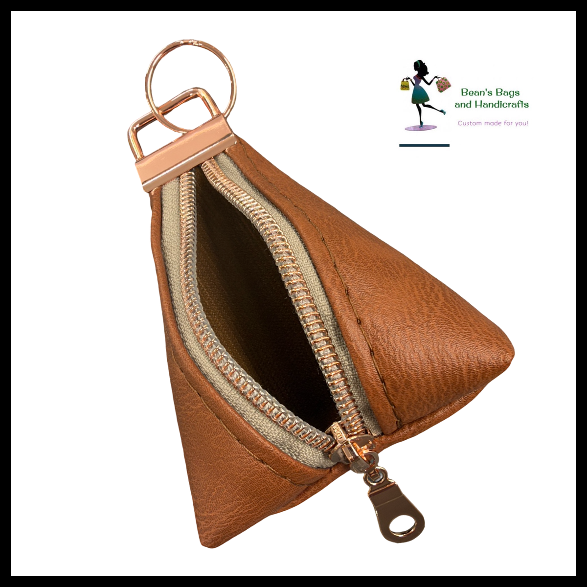 Key Chain Pouch -Caramel and Rosegold