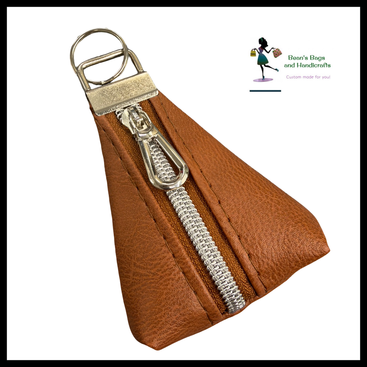 Key Chain Pouch -Caramel and Nickel Drop