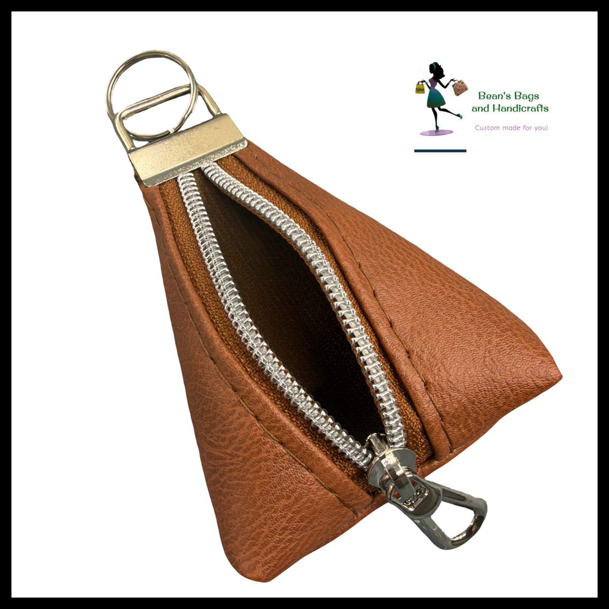 Key Chain Pouch -Caramel and Nickel Drop