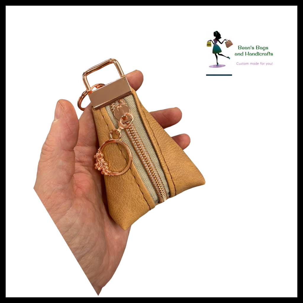 Key Chain Pouch -Caramel and Rosegold