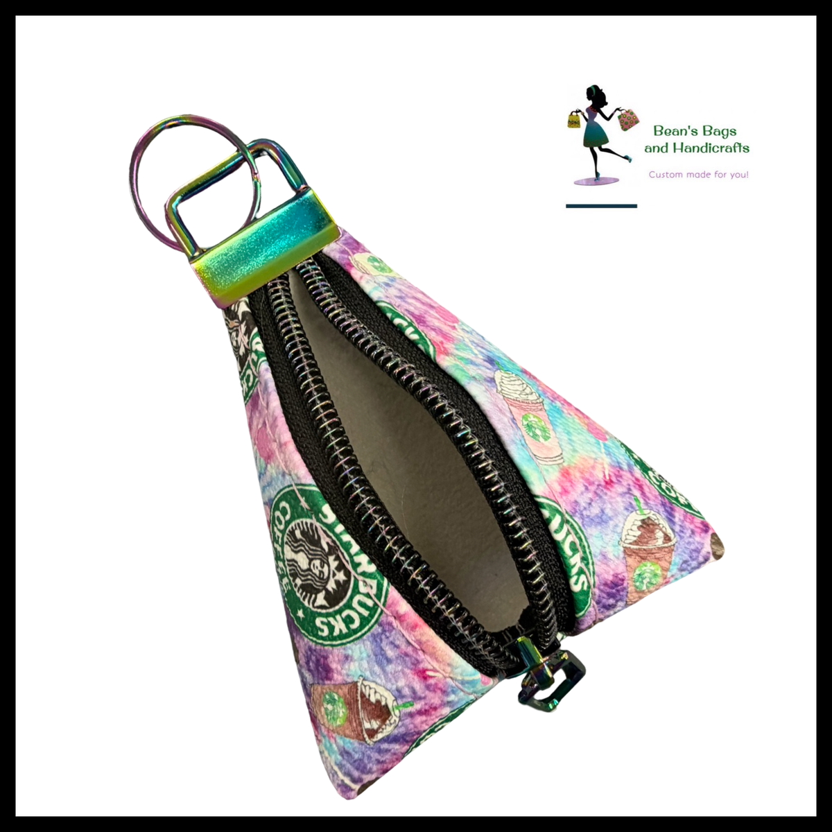 Key Chain Pouch -SB Pastel Black Rainbow