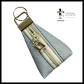 Key Chain Pouch -Patina Denim Blue and White Nickel