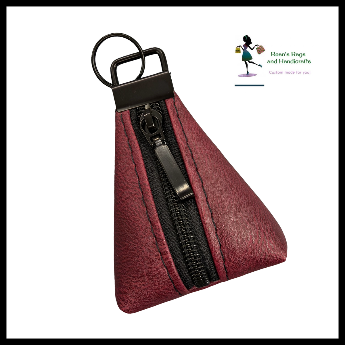 Key Chain Pouch -Burgundy and Matte Black