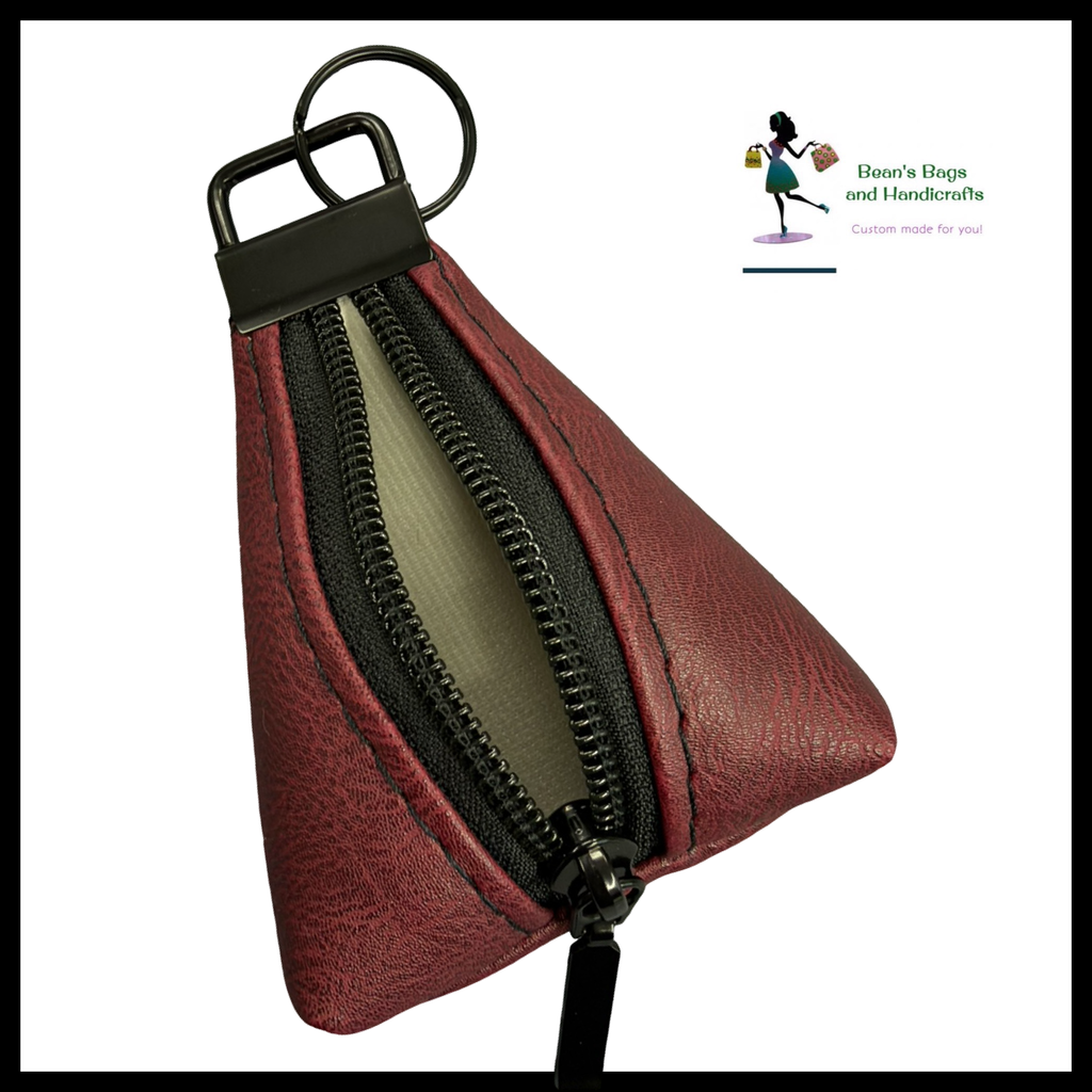 Key Chain Pouch -Burgundy and Matte Black