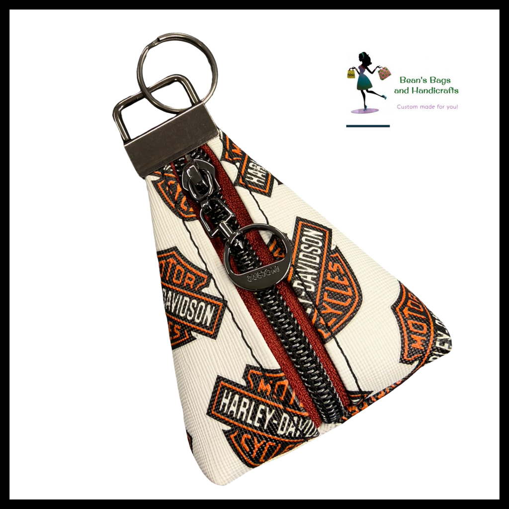 Key Chain Pouch -HD White Orange and Gunmetal