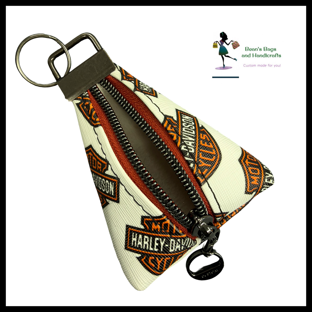 Key Chain Pouch -HD White Orange and Gunmetal