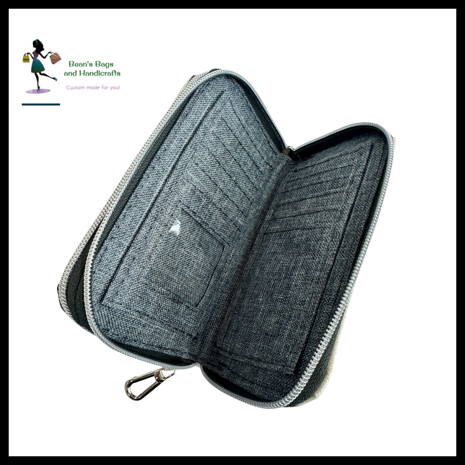 Deuce Coupe Double Zip Wallet -  White Glitter