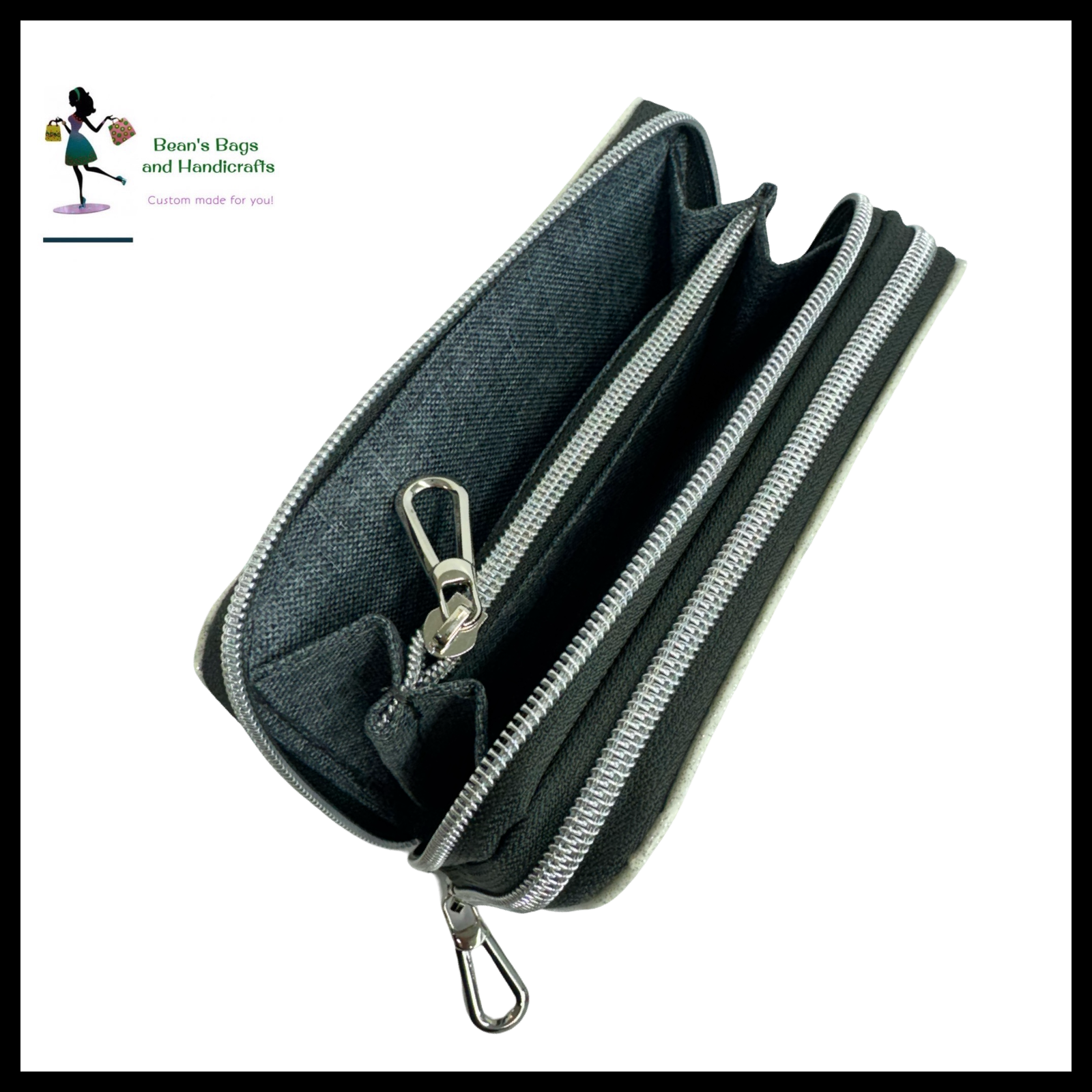 Deuce Coupe Double Zip Wallet -  White Glitter