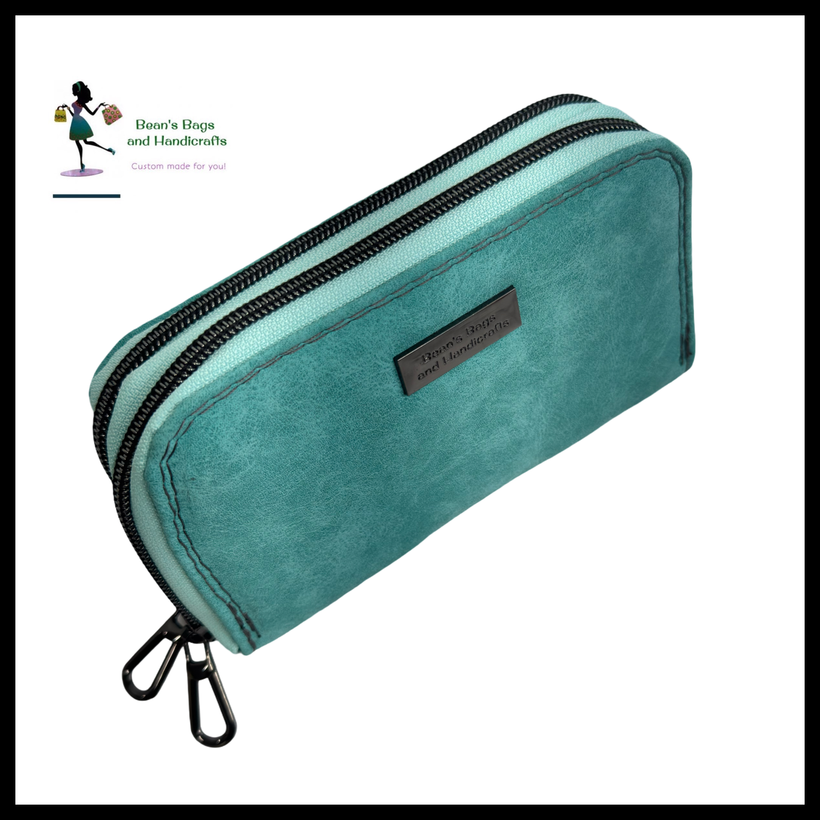 Deuce Coupe Double Zip Wallet -  Teal Suede-Like