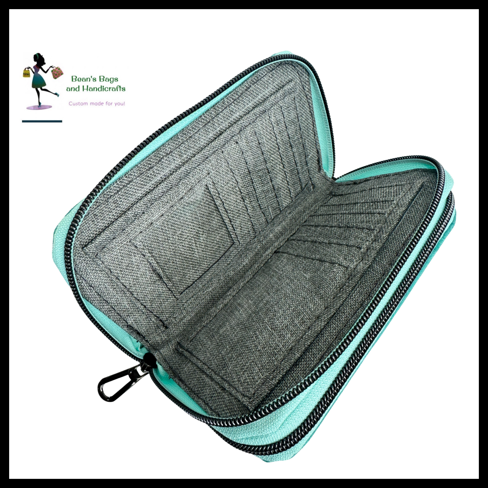 Deuce Coupe Double Zip Wallet -  Teal Suede-Like