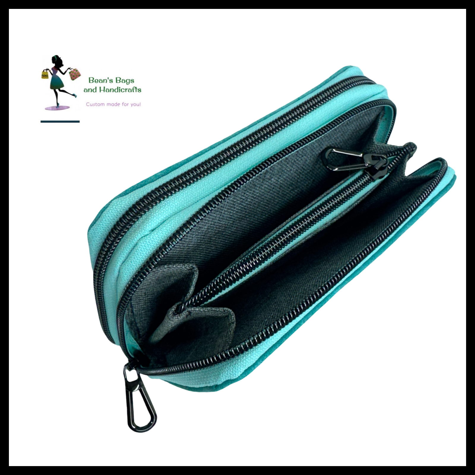 Deuce Coupe Double Zip Wallet -  Teal Suede-Like