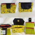 Diamond Clutch Wallet- Mustard Fabric and Faux Leather - Previously Loved
