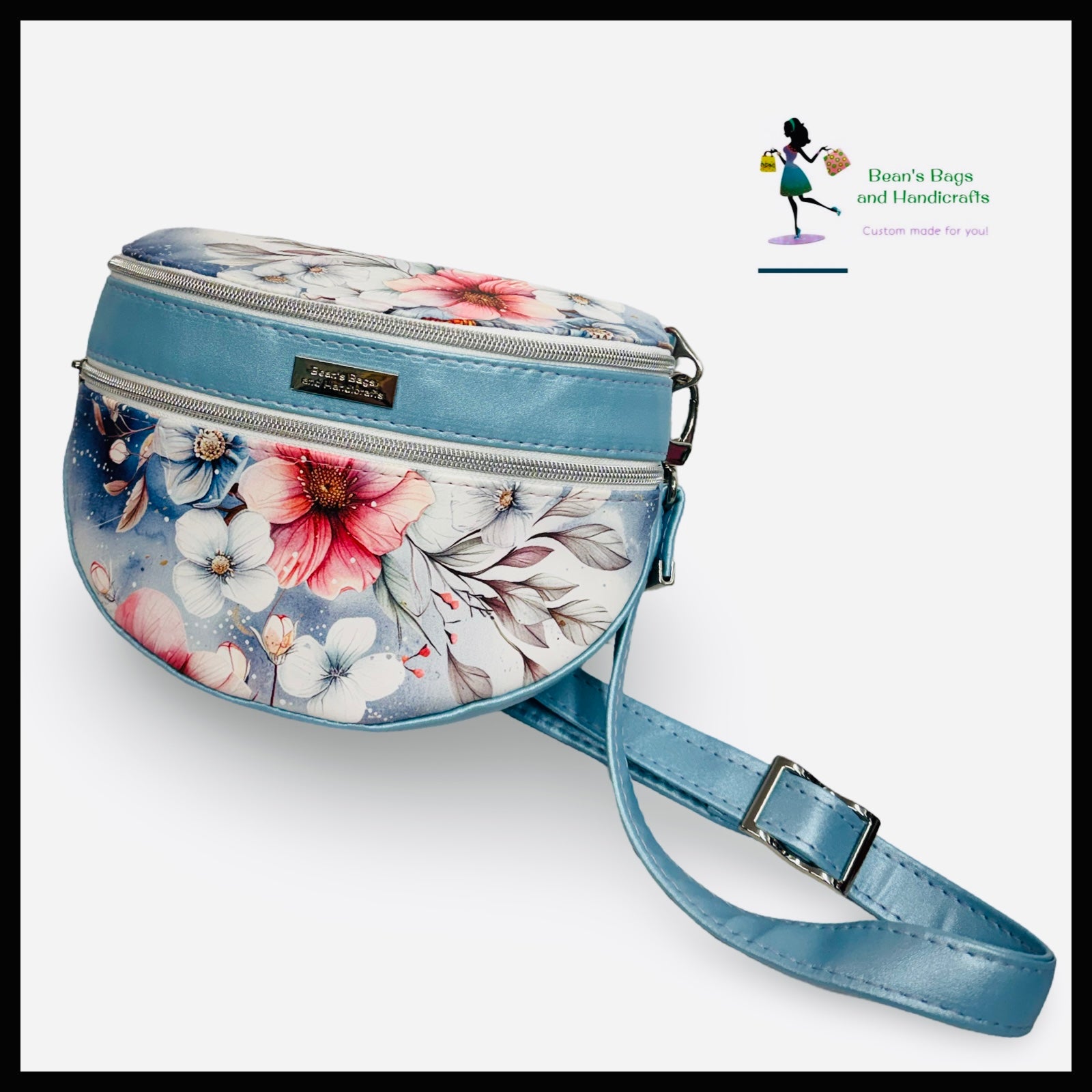 The Belinda Bum Bag - Blue and Pink Floral