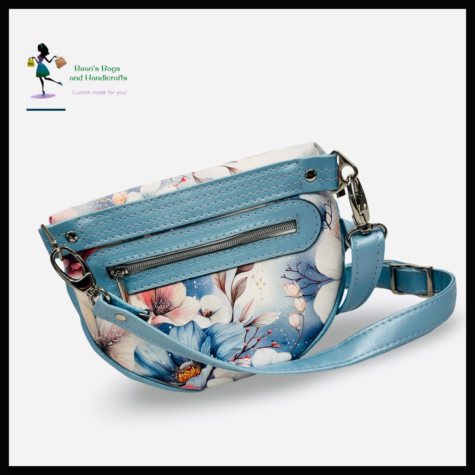 The Belinda Bum Bag - Blue and Pink Floral