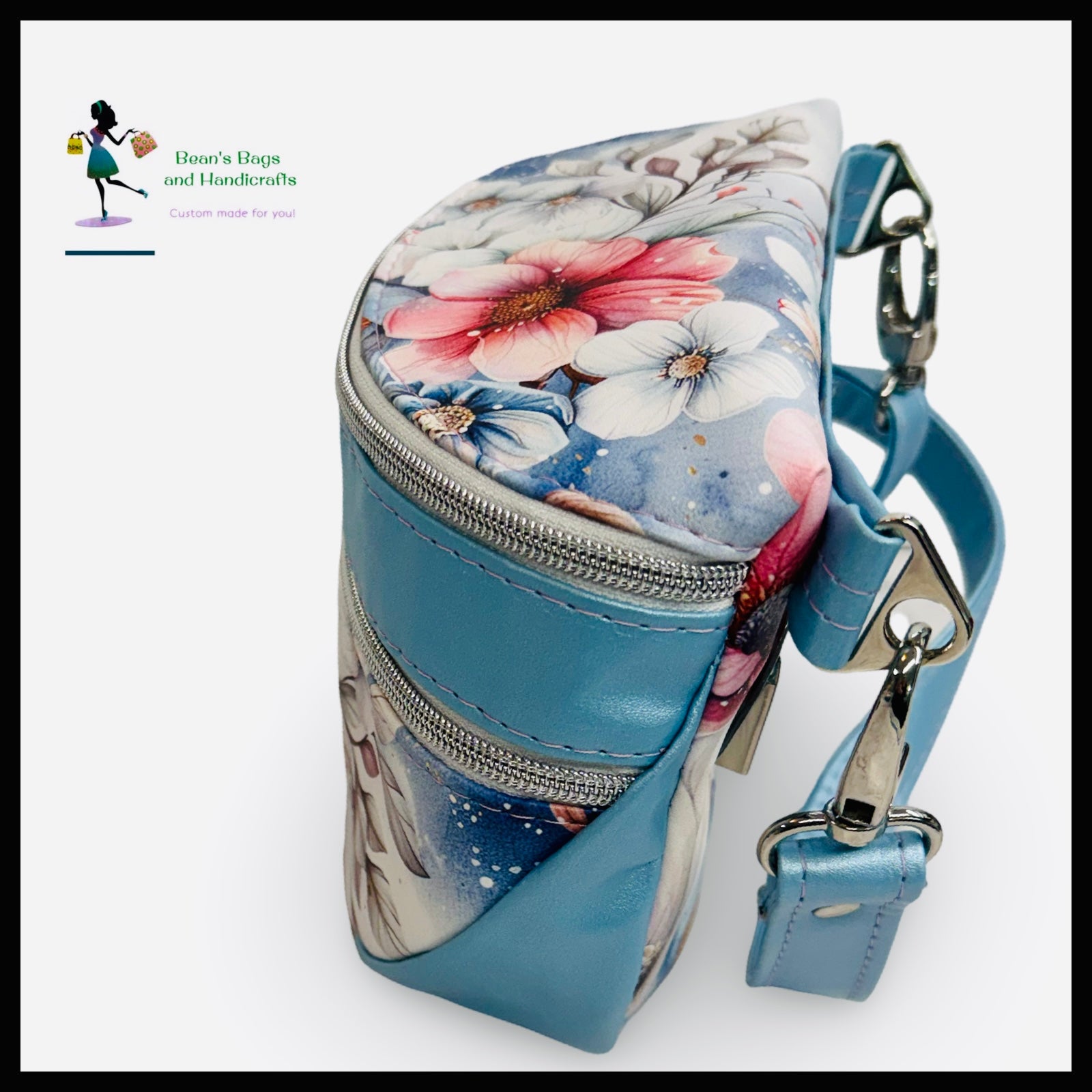 The Belinda Bum Bag - Blue and Pink Floral