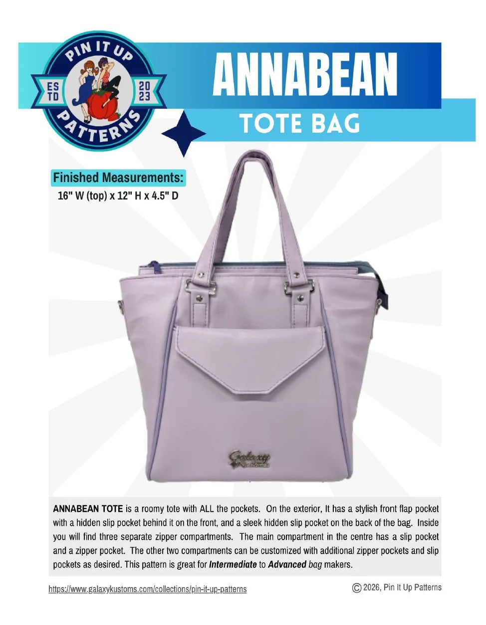 AnnaBean Tote - Pin It Up Patterns - PDF Sewing Pattern